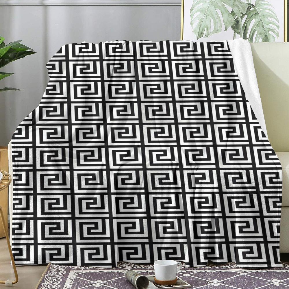 Black and White Stripes Throw Soft Flannel Throw Summer AC Blanket Lightweight Cool Nap Blanket for Sofa Bed Couch Travel 75cmx90cm