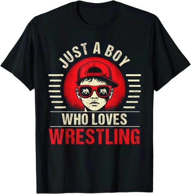 Just A Boy Who Loves Wrestling T Shirt Funny Wrestler Fan Gift Graphic S