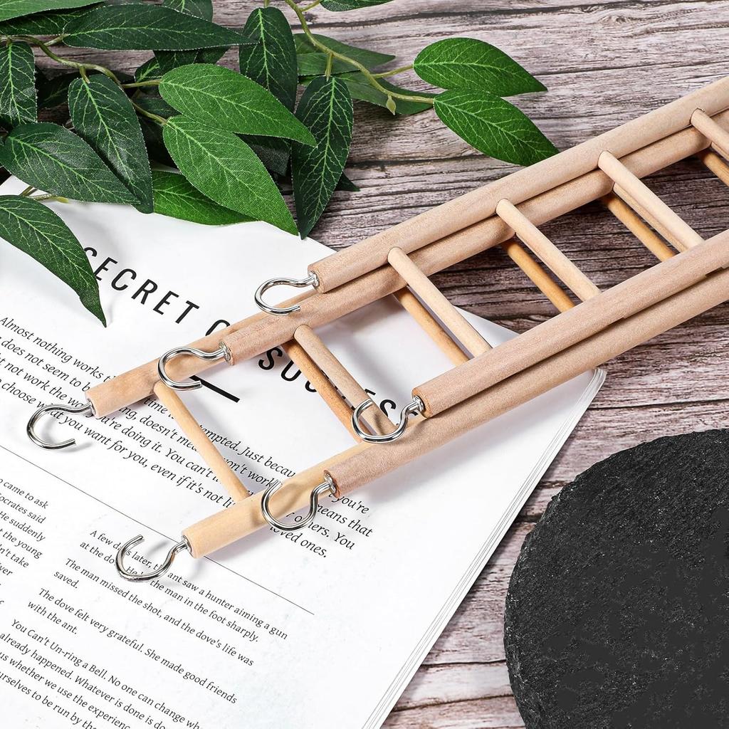 Bird Ladder for Cage, 3 PCS Bird Cage Ladder Wooden Hanging Parrot Wood Step Parakeet Ladders Climbing Small Wooden Ladders for Birds Parakeets