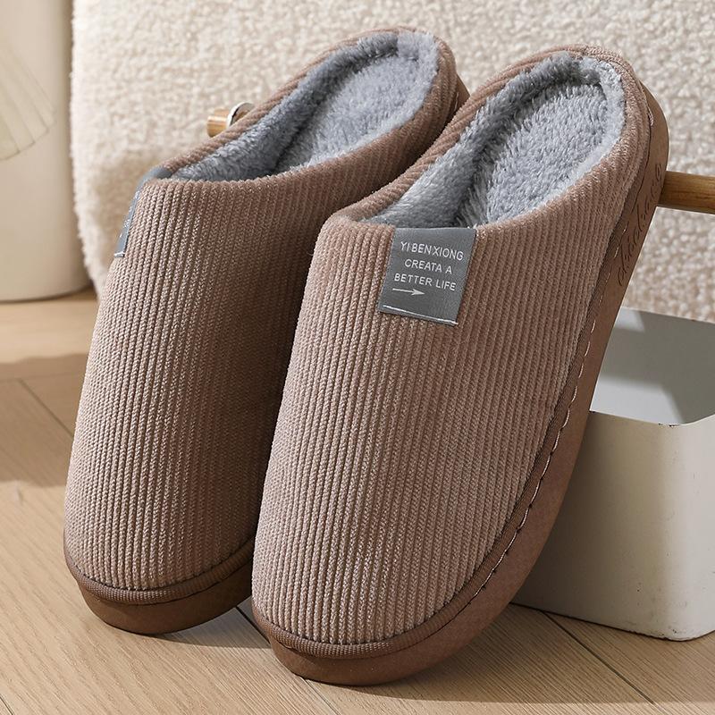 Unisex Thick Soled Cotton Slippers Warm Indoor Non Slip