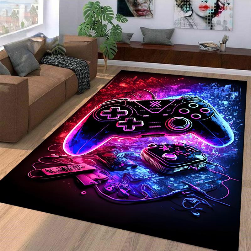 Gaming Controller Neon Design Carpet for Bedroom or Living Room Decor Suitable for Use As an Anti-slip for Living Room Bedroom Sofas