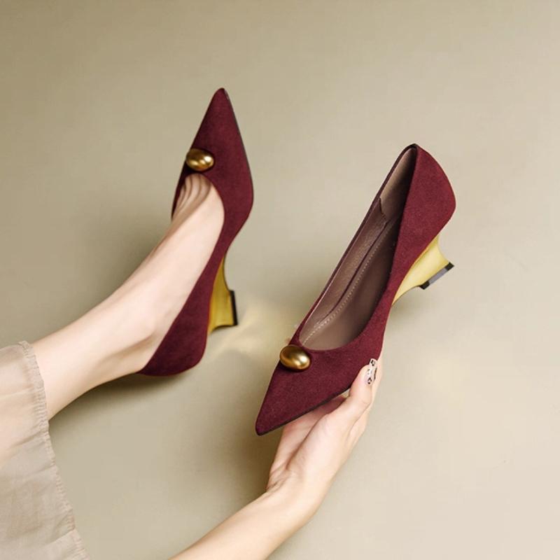 Mode Talon Compensé Bout Pointu Talons Hauts Chaussures Simples Mode Femme 2025 Nouveau Tempérament Bouche Peu Profonde