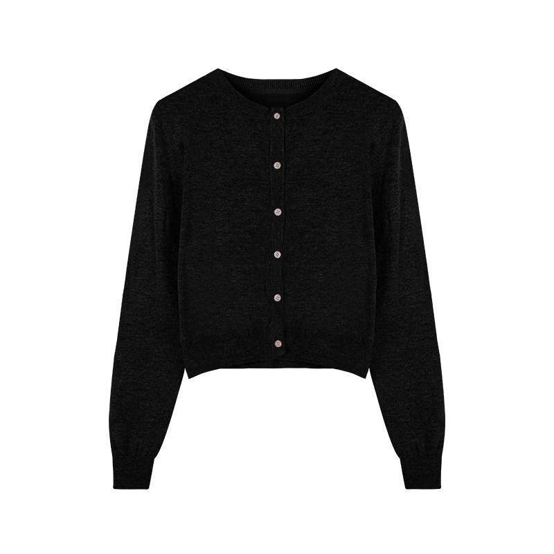 

Женский кардиган с длинными рукавами, тонкий, красный, в корейском стиле S чёрный