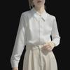 2025 Frühling & Herbst Damen Langarm Satin Chiffon Bluse: Modischer Western-Stil & Professionelle Pendlerkleidung