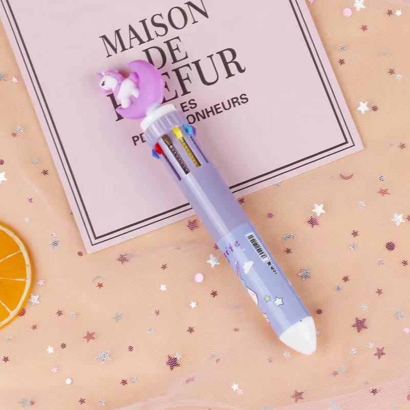 Ten-color Ballpoint Pen Girl Heart Cartoon Press Multi-color Pen Multi-function Color Handbook Pen Creative Cute Pen