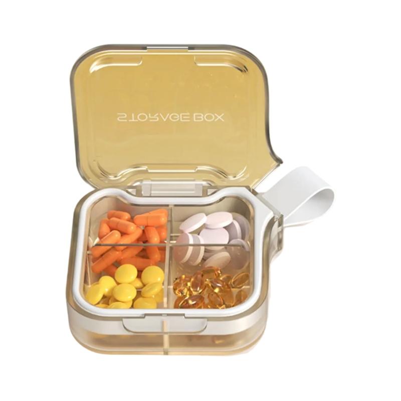 Friendly Plastic Medicine Dispenser With Moisture Proof Design 4 Or 7 Compartments For Seniors And Chronic Patients жёлтый