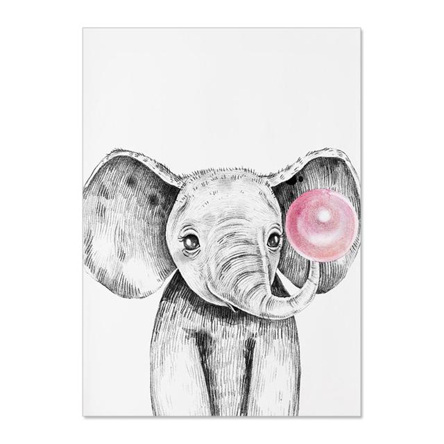 Nordic Animal Zebra Giraffe Blowing Bubbles Prints And Posters Wall Art Canvas Paiting Wall Pictures For Living Room Home Décor No Frame