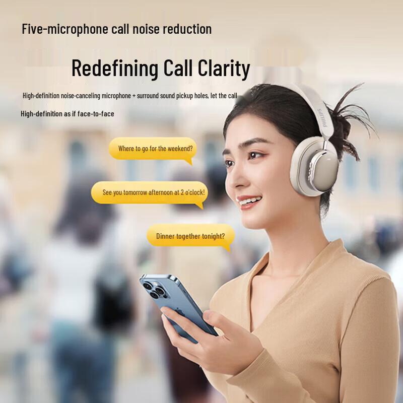 Philips TAH5519 Over-Ear Wireless Bluetooth Headphones with Active Noise Cancellation