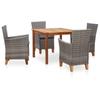 Day and Night - Day and Night Dining Set 5 Pieces Synthetic Rattan Solid Acacia Wood Gray