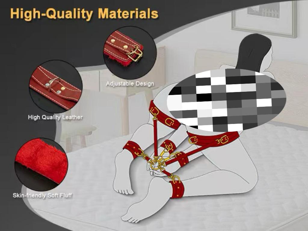 Premium Leather SM Cuffs for Calf and Thigh - Adult Couple Flirting Toys