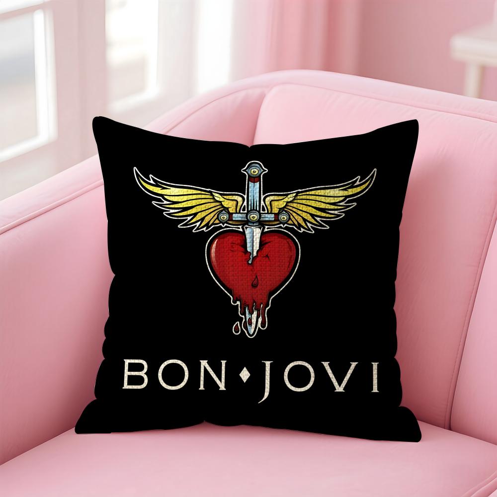 

BBon JoviS Band Cushion Cover Natural Linen Pillow Case DoubleSided Print Decorative Sofa Pillowcase Home Decor Gift 30x30cm