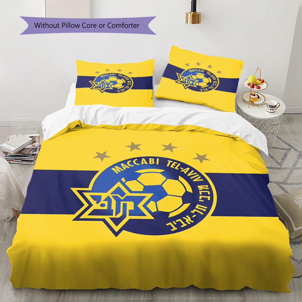 Maccabi Tel Aviv F.C Pattern Bedding,Quilt Set Quilt Cover Pillowcase Home Birthday Gift(1 * duvet cover + 2 * pillowcase, without core)