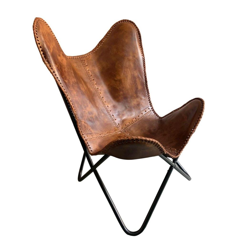 New Vintage Leather Butterfly Chair Leather Lounge Home Decor Living Room Chairs