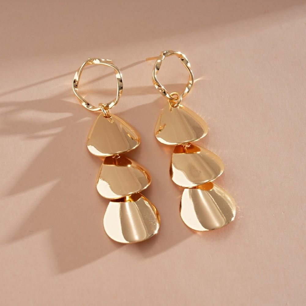 Iron Circular Tassel Earrings Round Ear Pendant European American Metal Drop Earrings  Outdoor золотой