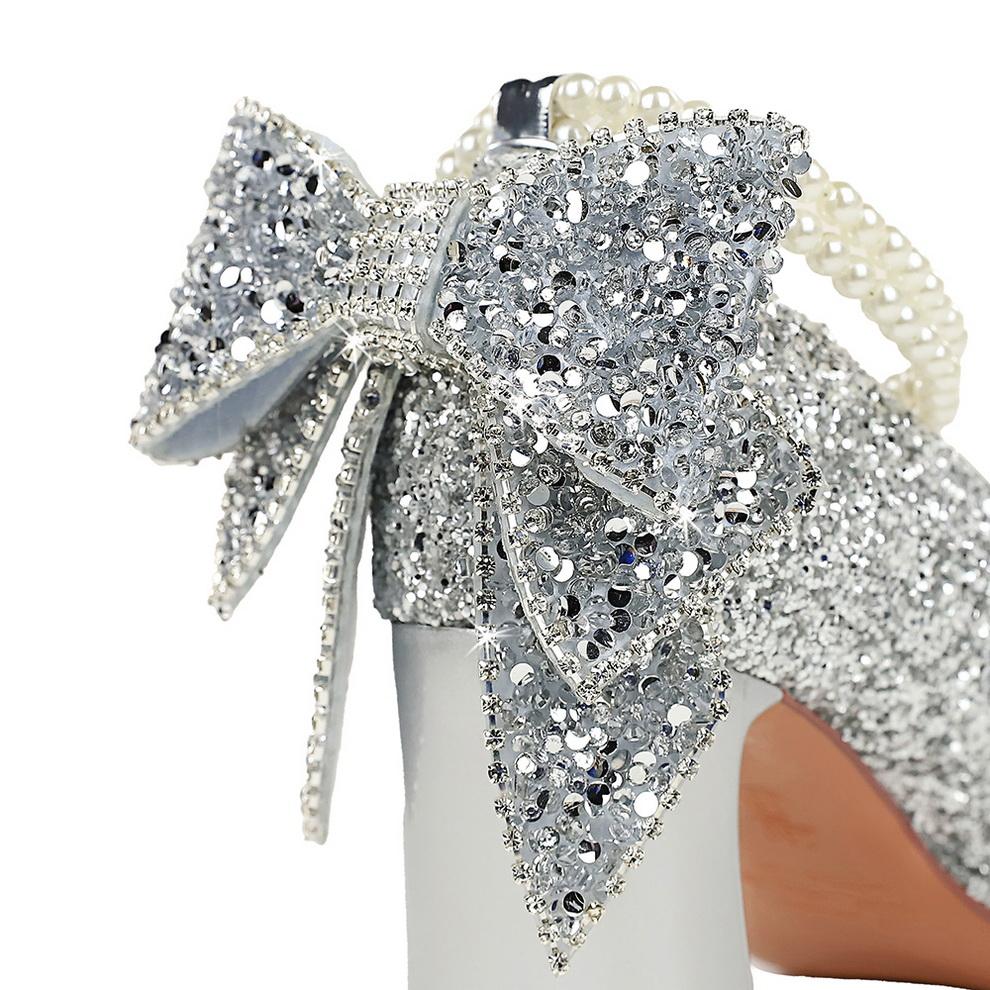 Sweet Pearl Straw High Heels Women's Water Diamond Bow Square Head Waterproof Platform Coarse Straw Shoes