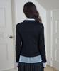 Simeteuligpeosenteu Button Shirring Jersey Top / Black