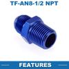 A ABSOPRO Female Flare Reducer Hose Fitting Adapter TF AN8 1/2 NPT Fuel Line Connector Aluminum Blue