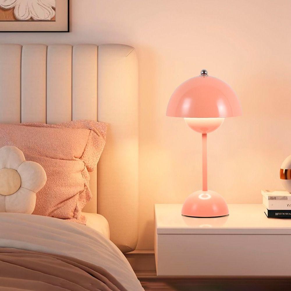 Touch Control LED Table Lamp Tricolored Light USB Cable Charging Mushroom Design Lamp Simple Modern Decorative Lamp