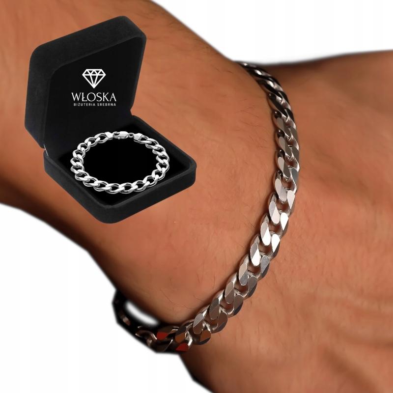 DIAMOND Silver Men' Bracelet 22cm Bracelet + FREE