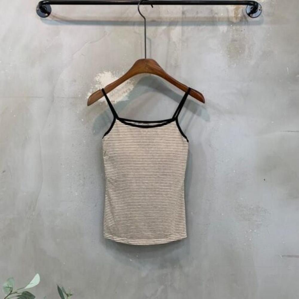 C S In The Room ladieS Cami Top With Built In Bra Stripe 4Color