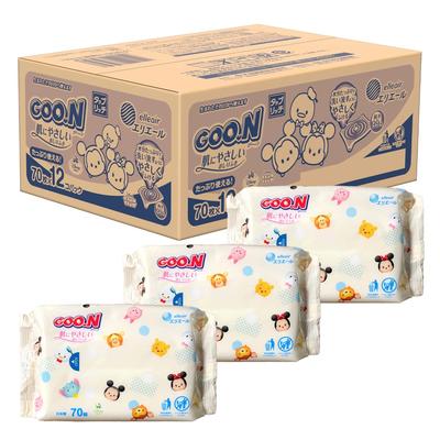 Taprich Wipes GOOON Baby 840 Wipes Wipes X 12 [Baby Refill] Skin-Friendly Wipes, (70 Packs) [Case Sale] (Disney Design)