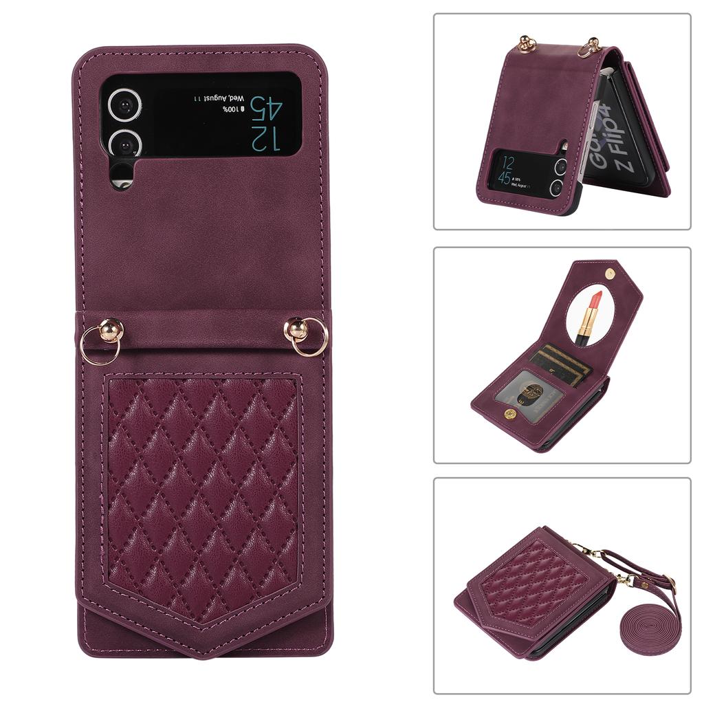RFID Crossbody Leather Cards Solt Case For Samsung Galaxy Z Flip 5 4 5G Flip4 Flip3 Wallet Card Holder Purse Lanyard Strap Cover
