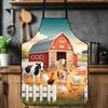 1pc Cartoon Farm Animal Pattern Kitchen Apron with Ties At the Back, Practical Work Apron for Men and Women, Couple's Apron, Suitable for Chefs, Kitch