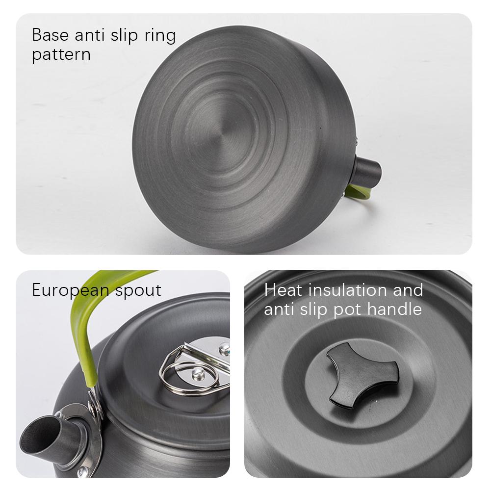 3PCS Outdoor Camping Pot Set Pot Pan Kettle Set Field Tableware Kit with Mesh Bag for Camping Backpacking Outdoor Cooking Picnic