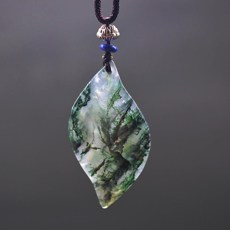 Rhombus Water Grass Agate Chalcedony Jade Pendant Size mn107