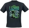 Cartoon Open Mouth Green Lizard With Bold Letter Print Tshirt Unisex Dark Gray Cotton Oneck Casual Short Sleeve Graphic Tee