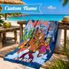 Custom Name Scooby Dog Microfiber Beach Towel, Quick-Dry, for Summer Travel, Beach Essential, Picnic Essentials, Swimming Pool
