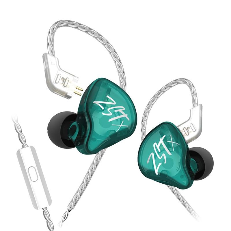 

KZ ZSTX H HIFIHEAR Wired Headphones with HiFi Sound Ergonomic Deep Canal Wide Sound Detachable Compatible with with In-Ear (1BA+1DD) Quality, Design, зелений