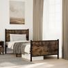 Metal Bed Frame without Mattress Smoked Oak Finish 90x190 cm