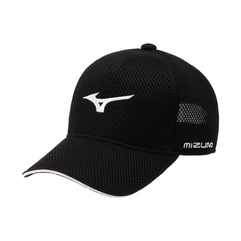 Mizuno Double Russell Mesh Free Size Men's Cap, Breathable, Adjustable, Black, (E2MWA006)