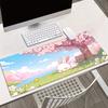 HD Printed Cherry Blossom Grassland Rabbit Desk Mat Mouse Pad Non-Slip Keyboard Gaming Mat Desktop Decor for Office Accessories