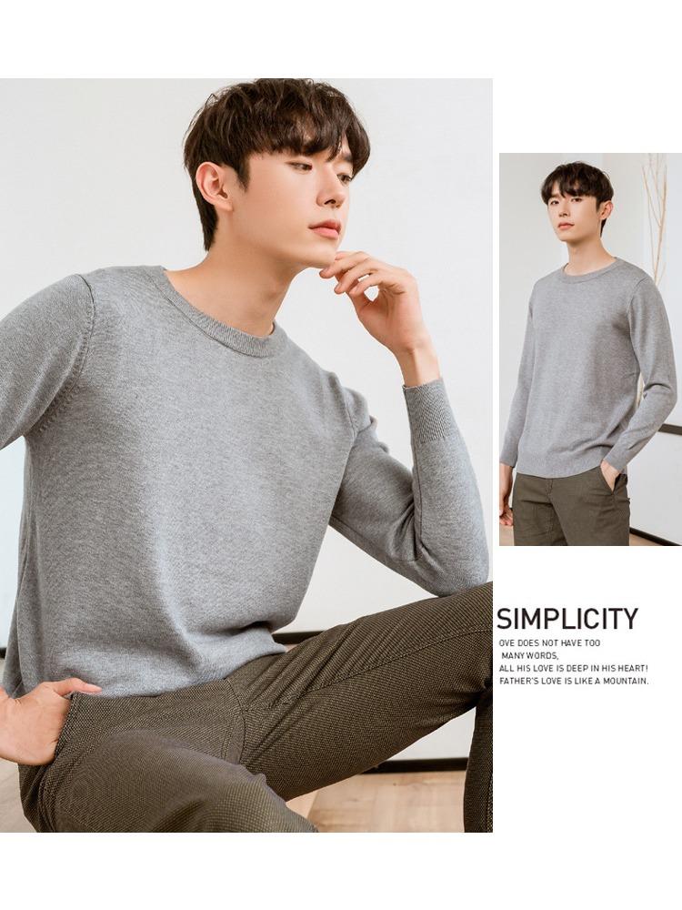 Semi-turtleneck Sweater Men's Soft Fit Knit Sweater Solid Color Casual Warm Long-sleeved Versatile Wool Bottoming Shirt Tide