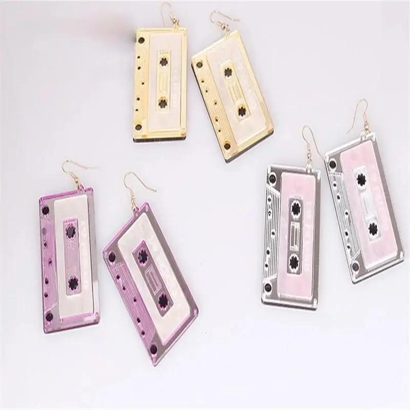 Women Sumemr Fashion Brand Acrylic Tape Dangle Earrings for Women Zinc Alloy Pendientes Long Drop Earring Jewelry Accessories