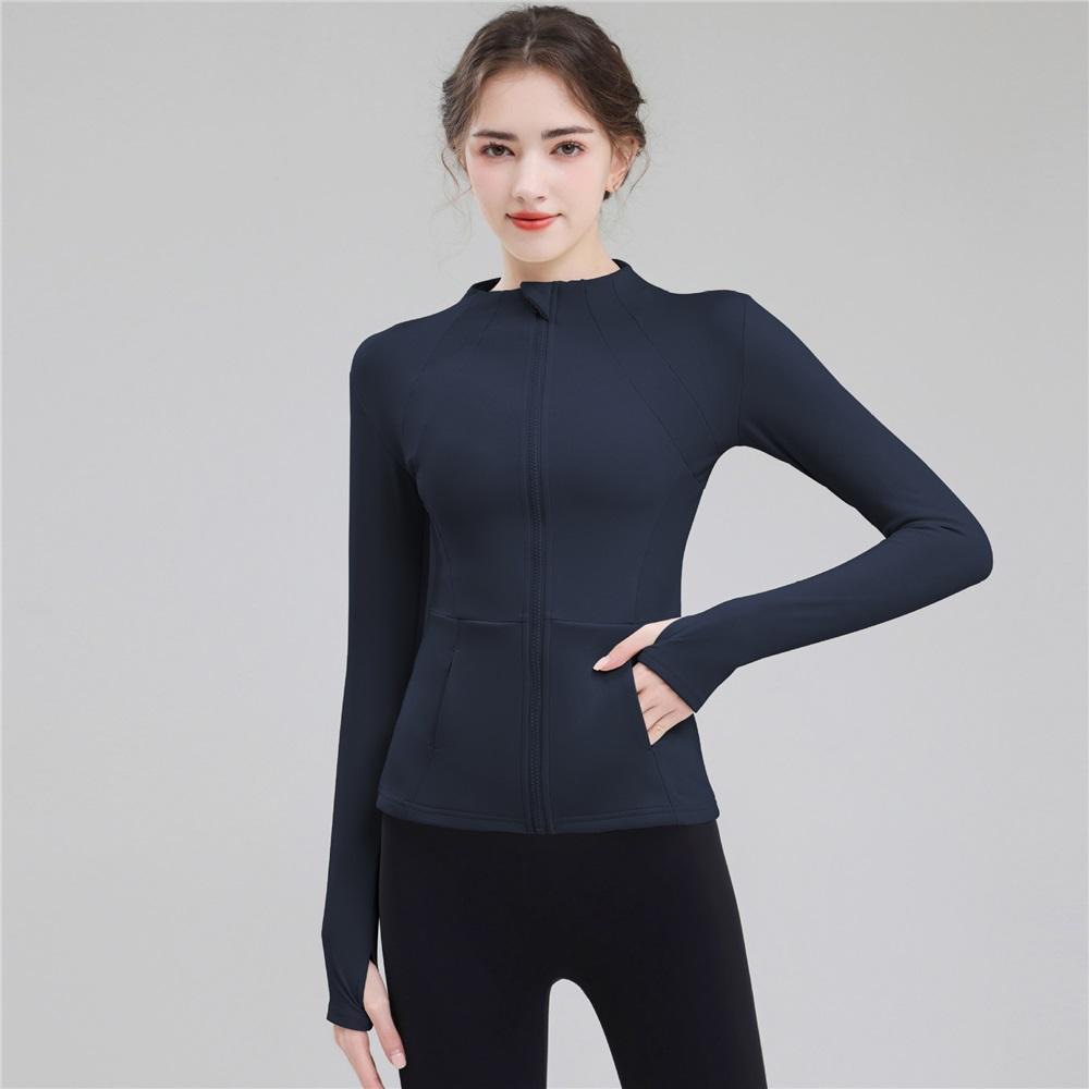 Fast Drying And High Elasticity Stand Up Collar Sports Jacket For Women, Slim Fit And Slimming Yoga Top, Tight Fitting Running And Fitness Suit Jacket