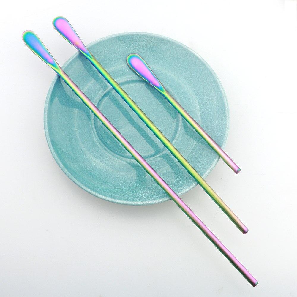 Barevná nerezová ocel Míchadlo na kávu Míchačka na nápoje Koktejl Drink Swizzle Tyčinka Ovocná šťáva Míchací lžička mléka