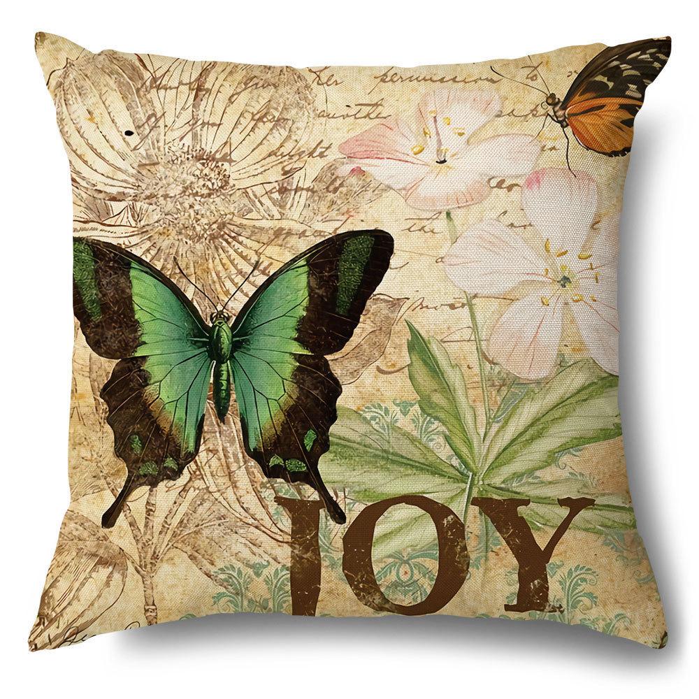 1pcs Retro Printed Anti Linen Pillowcases Office Living Room Floral Cushion Cover Bedroom Bay Window Decorative Pillowcase Easy To Wash Pillowslip