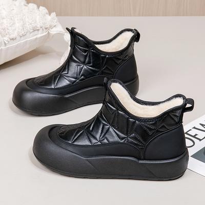 2025 Winter New Fashion Thick-soled Women's Cotton Shoes Thickened Wool Snow Boots Casual Non-slip Waterproof Cotton Boots