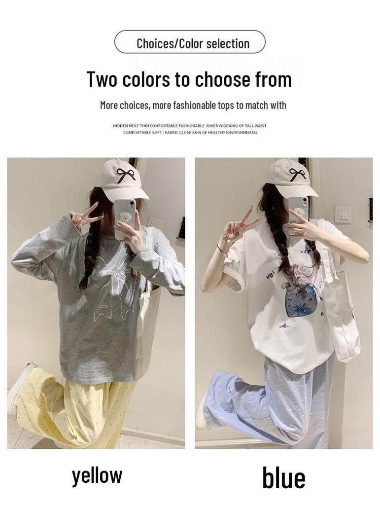 Women's 2024 Polka Dot High Waist Wide Leg Pants - Casual Summer Ice Silk