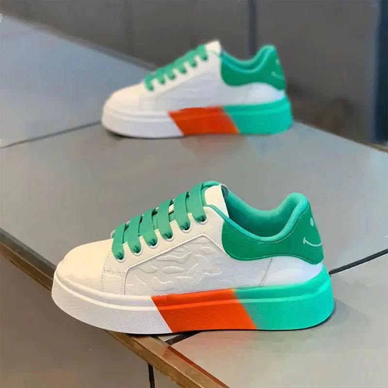 Color Matching Smiley Face Board Shoes Spring New Comfortable Leather Casual Shoes Ok