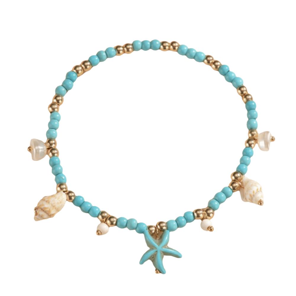 

Bead Boho Beaded Anklets Ocean Beach Foot Chain Handmade Starfish Pendant Ankle Women синий