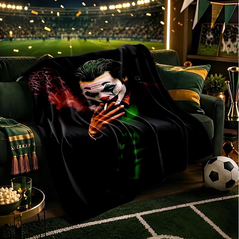Jo-ker In Green Suit Throws Blanket Flannel Blankets Plush for Couch Bed Gifts for Men Women Travel Picnic Blanket Christmas Fan Gifts