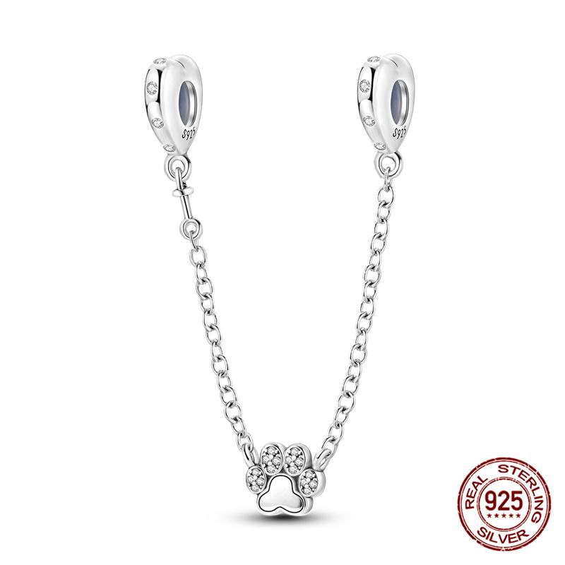 Original 100% 925 Silver Star Moon Safety Chain Fit 925 Original Bracelet & 3mm Bracelet DIY Jewelry Making Women Gift