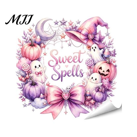Gift for Halloween Party Setup Window Static Sticker, Castle/Bat/Pumpkin/Bouquet Printed, PVC Waterproof Removable Decorative Clings Decals