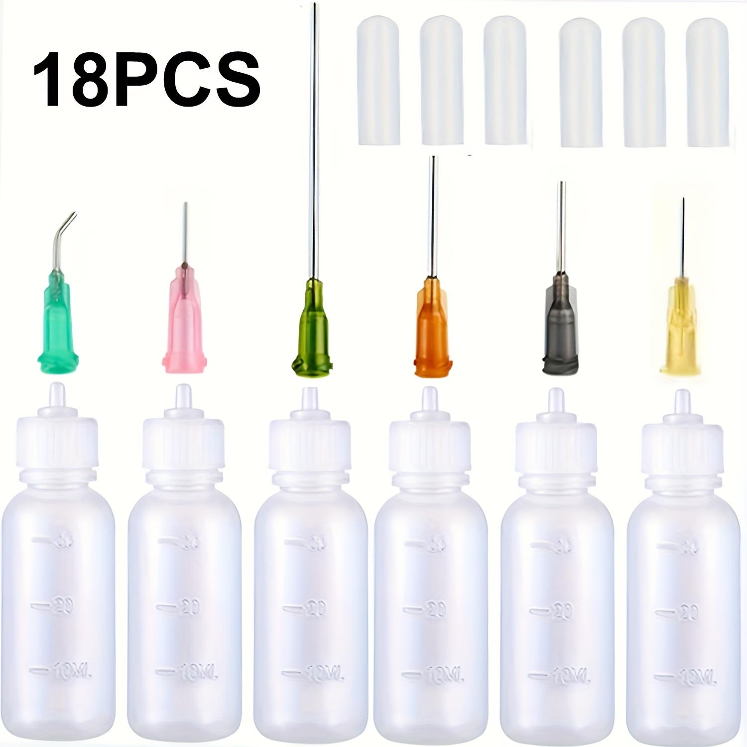 

18 бутылочек-аппликаторов для клея поставляются с иглами с тупым концом и колпачками, подходят для жидкостей, клея, чернил, 18pcs