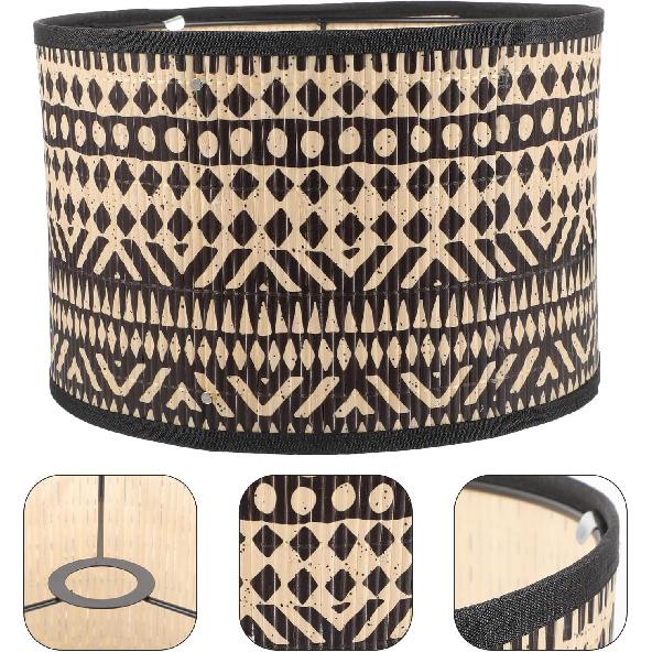 Angoily Bamboo Lamp Shade Vintage Drum Lampshade Shade Decorative Lamp Cover for Chandeliers Floor Light Pendant Table Lamp