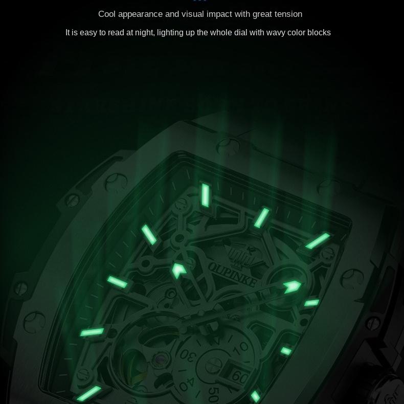 OUPINKE Watch Hollow Barrel Mechanical Watch Fashion Silicone Waterproof Men's Watch Men's Watch